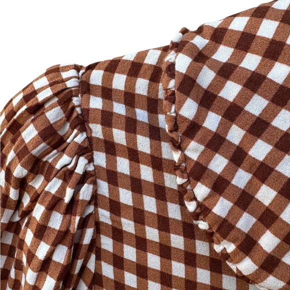 Reformation Kalila  Brown and White Checkered Top - Picture 4 of 9